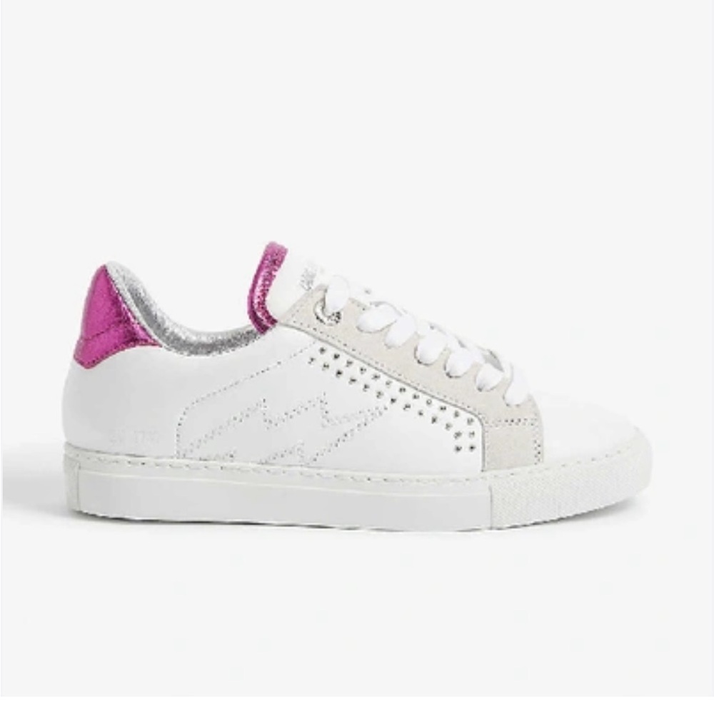 Zadig & Voltaire Women ZV1747 Lightning Bolt Pink Sneakers Shoes Sz EU 38 US 7